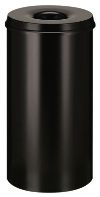 Biztonsági papírkosár, önoltó, űrtartalom: 50 l, átmérő x M: 335x625 mm, színe: fekete