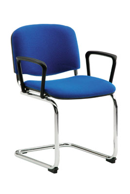 Szabadonlengő szék, Támla/ülőke: kárpitozott, Állvány: krómozott kerek cső, kartámlával, Színe: kék