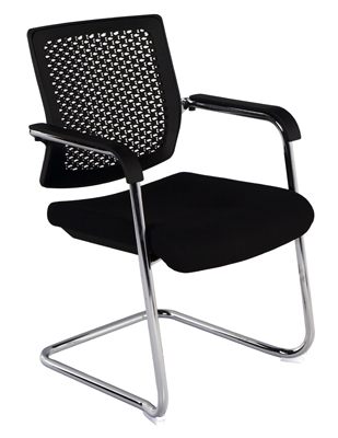 Vendég-szék, ülőke SzxMéxM: 470x500x440 mm, össz M: 870 mm, szabadon lengő,  krómozott váz, ülőke-/háttámla kárpit: fekete szövet, 2 db/csomag