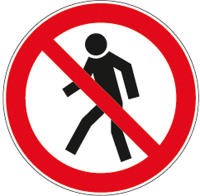 Tiltó tábla,"Gyalogosok számára tilos",Műanyag,Átmérő 400mm