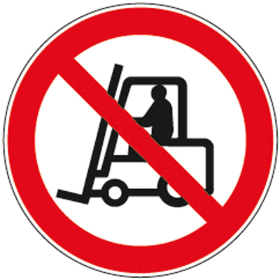 Tiltó tábla,"Anyagmozgató eszközök számára tilos", Műanyag, Átmérő 300mm