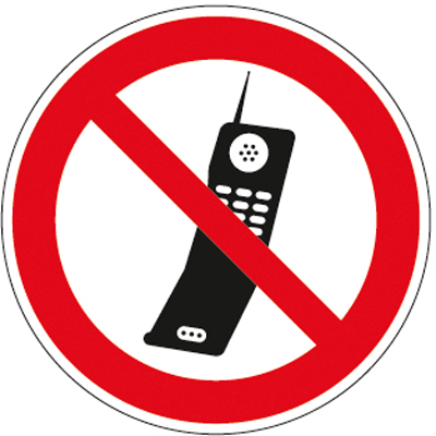 Tiltó tábla,"Mobiltelefon használata tilos", Alu,Átmérő 400mm