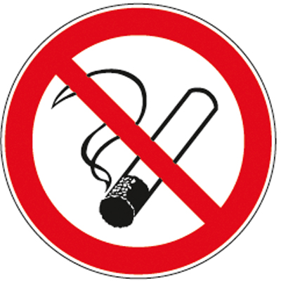 Tiltó tábla,"Tilos a dohányzás", Műanyag foszforeszkáló, Átmérő 200mm