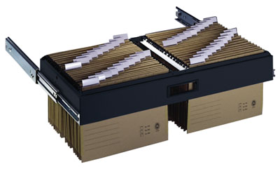 Függő irattartó-keret redőnyös szekrényhez, DIN A4-es füzetekhez, teljesen kihúzható, 800 mm-es szekrény szélességhez