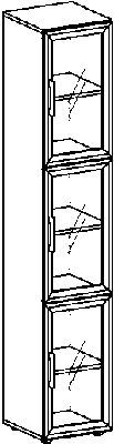 Irodai szárnyasajtós szekrény, szé x mé x ma: 400x400x2160 mm, 6 iratrendező magasságú,  üvegajtókkal,  állítható lábakkal, bükk mintázattal